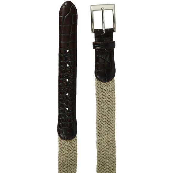 CTM Men's Big & Tall Braided Elastic Stretch Belt with Croc Print End Tabs - Picture 5 of 6